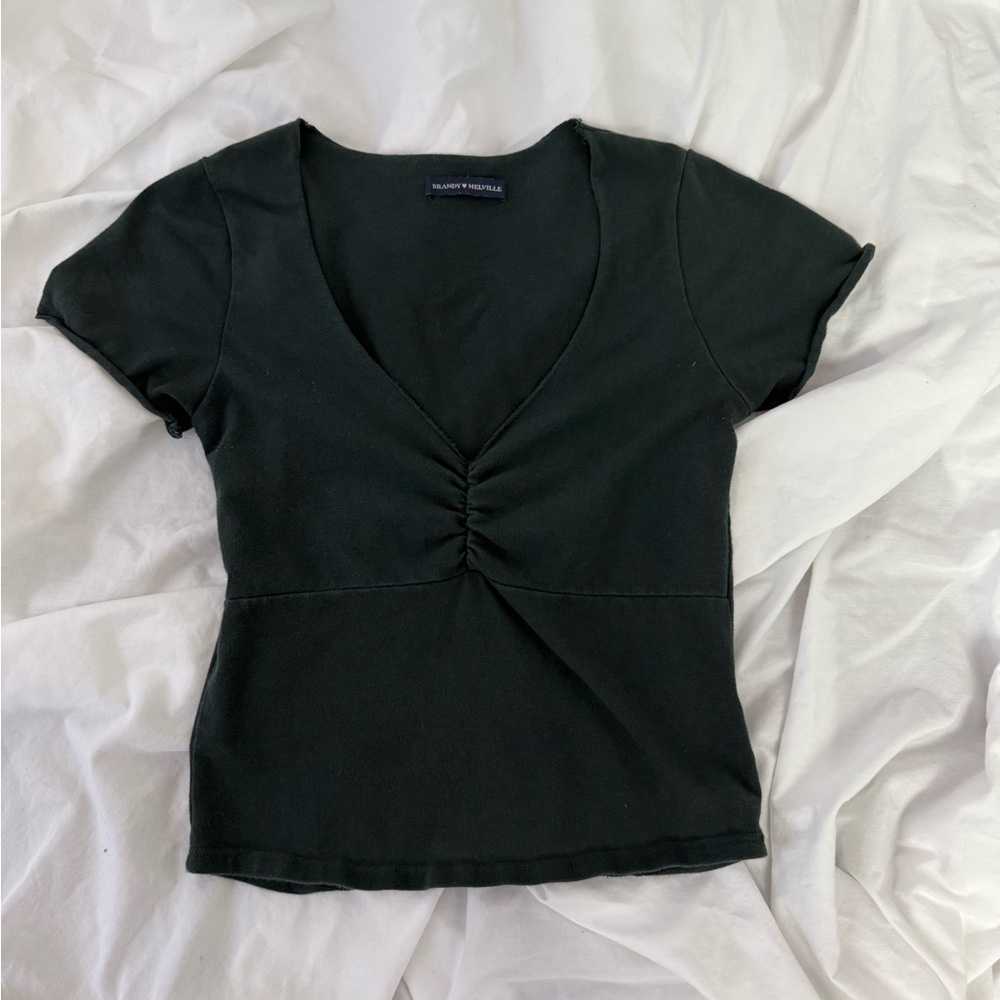 brandy melville dark green cinched tee